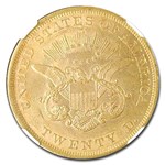 1852 $20 Liberty Gold Double Eagle AU-58 NGC