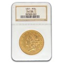 1852 $20 Liberty Gold Double Eagle AU-58 NGC