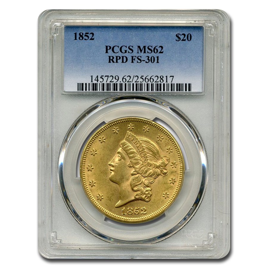 Buy 1852 $20 Liberty Gold Double Eagle MS-62 PCGS (RPD FS-301) | APMEX