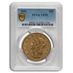 1852 $20 Liberty Gold Double Eagle VF-35 PCGS