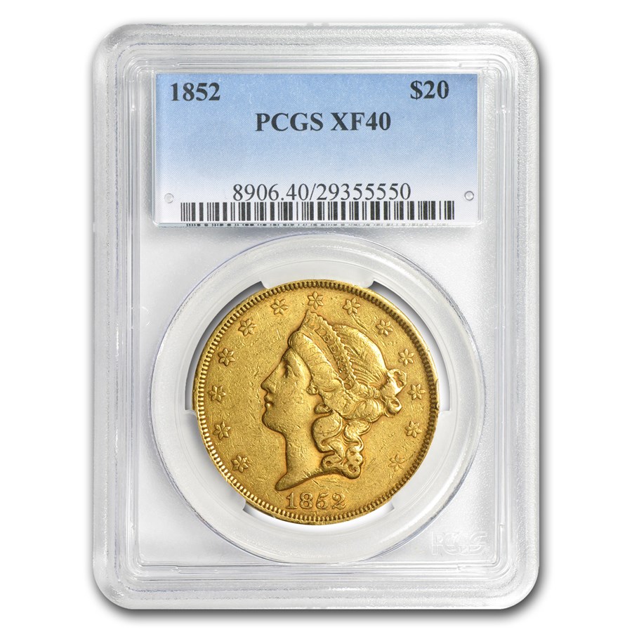 1852 $20 Liberty Gold Double Eagle XF-40 PCGS