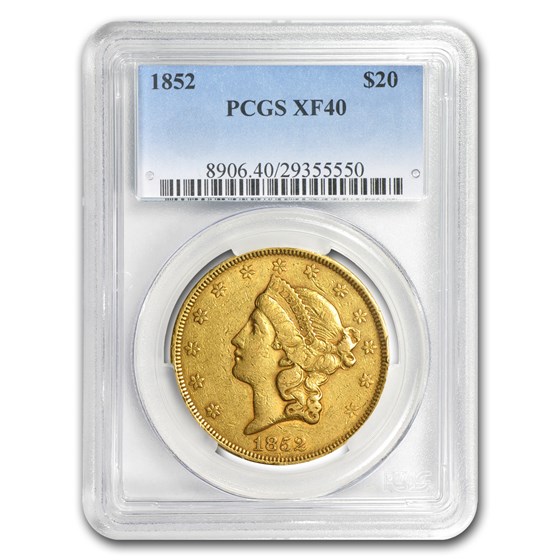 1852 $20 Liberty Gold Double Eagle XF-40 PCGS 1852 $20 Liberty Gold Double Eagle XF-40 PCGS
