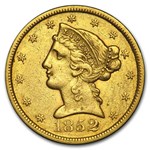 1852 5-Coin Liberty Gold Type Set XF+ ($20, $10, $5, $2.50, $1)
