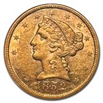 1852 $5 Liberty Gold Half Eagle AU-50 NGC