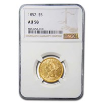 1852 $5 Liberty Gold Half Eagle AU-58 NGC