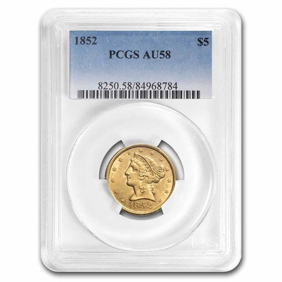 1852 $5 Liberty Gold Half Eagle AU-58 PCGS 1852 $5 Liberty Gold Half Eagle AU-58 PCGS