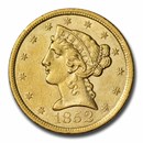 1852 $5 Liberty Gold Half Eagle AU