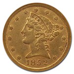 1852 $5 Liberty Gold Half Eagle XF-45 NGC