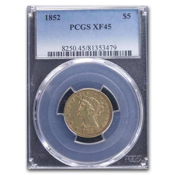 1852 $5 Liberty Gold Half Eagle XF-45 PCGS 1852 $5 Liberty Gold Half Eagle XF-45 PCGS