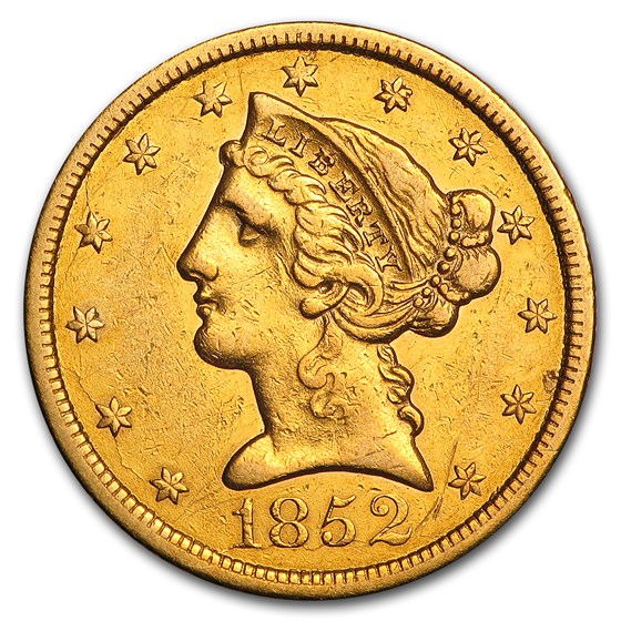 1852 $5 Liberty Gold Half Eagle XF 1852 $5 Liberty Gold Half Eagle XF