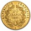 1852-A France Gold 20 Francs Napoleon III Avg Circ