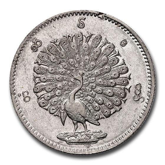 1852 Burma Silver Kyat MS-61 NGC 1852 Burma Silver Kyat MS-61 NGC