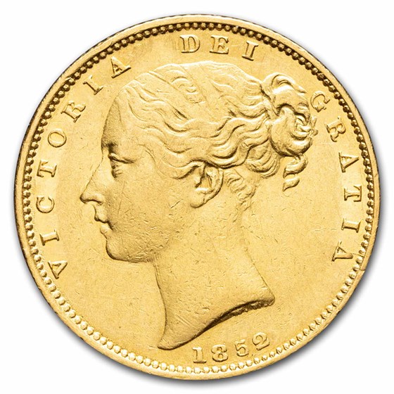 1852 Great Britain Gold Sovereign Victoria Shield AU 1852 Great Britain Gold Sovereign Victoria Shield AU