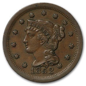 1852 Large Cent AU 1852 Large Cent AU
