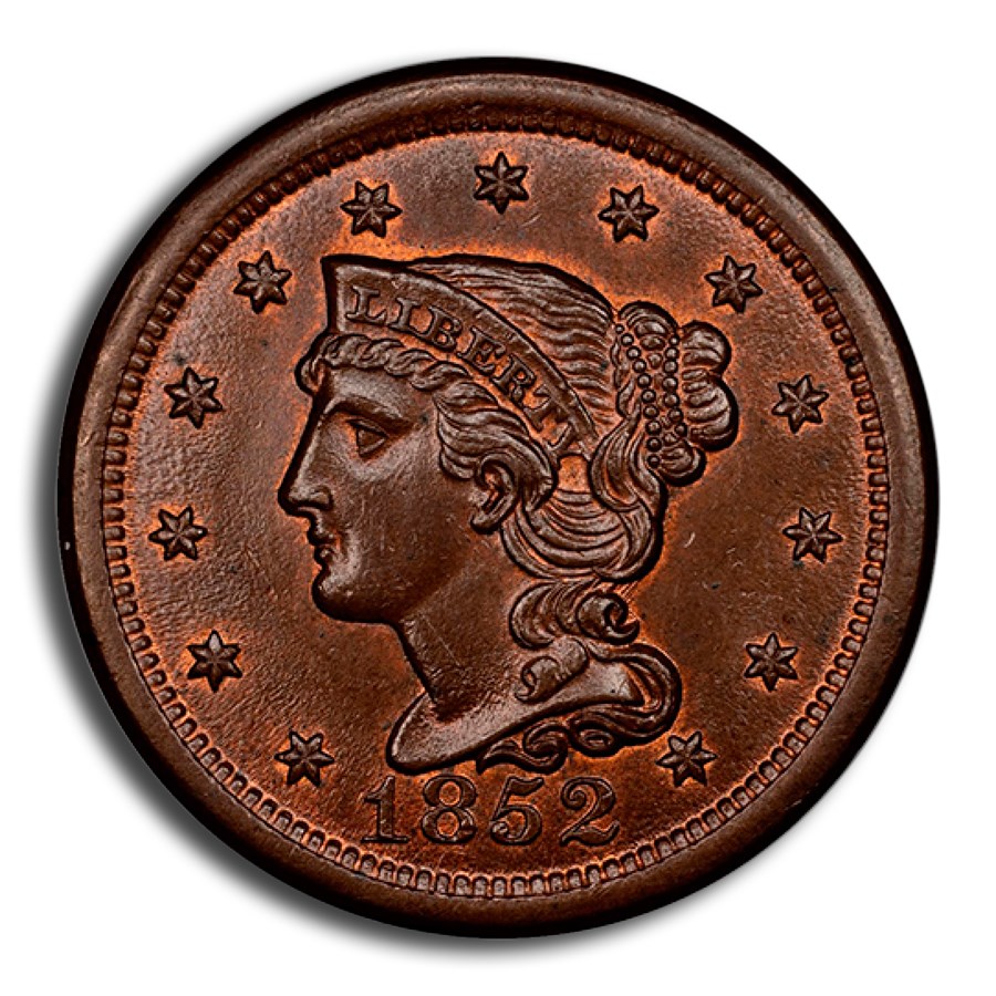 1852 Large Cent MS-65 CACG (Brown)