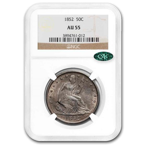 1852 Liberty Seated Half Dollar AU-55 NGC CAC 1852 Liberty Seated Half Dollar AU-55 NGC CAC