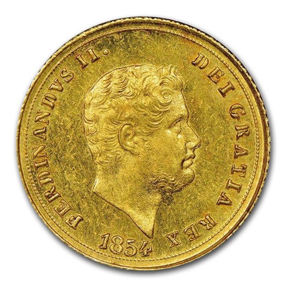 1852 Naples Gold 3 Ducati Ferdinando II AU-55 NGC 1852 Naples Gold 3 Ducati Ferdinando II AU-55 NGC