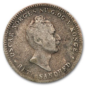 1852 Norway Silver 12 Skilling Oscar Fine 1852 Norway Silver 12 Skilling Oscar Fine