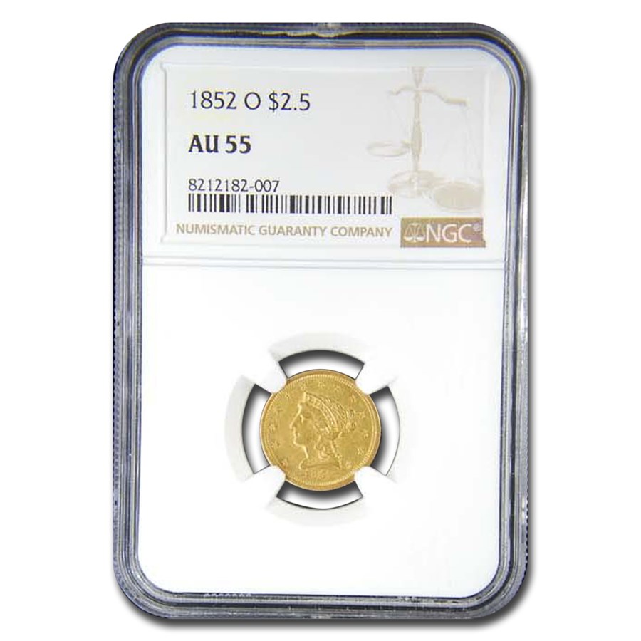 1852-O $2.50 Liberty Gold Quarter Eagle AU-55 NGC