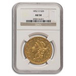 1852-O $20 Liberty Gold Double Eagle AU-50 NGC