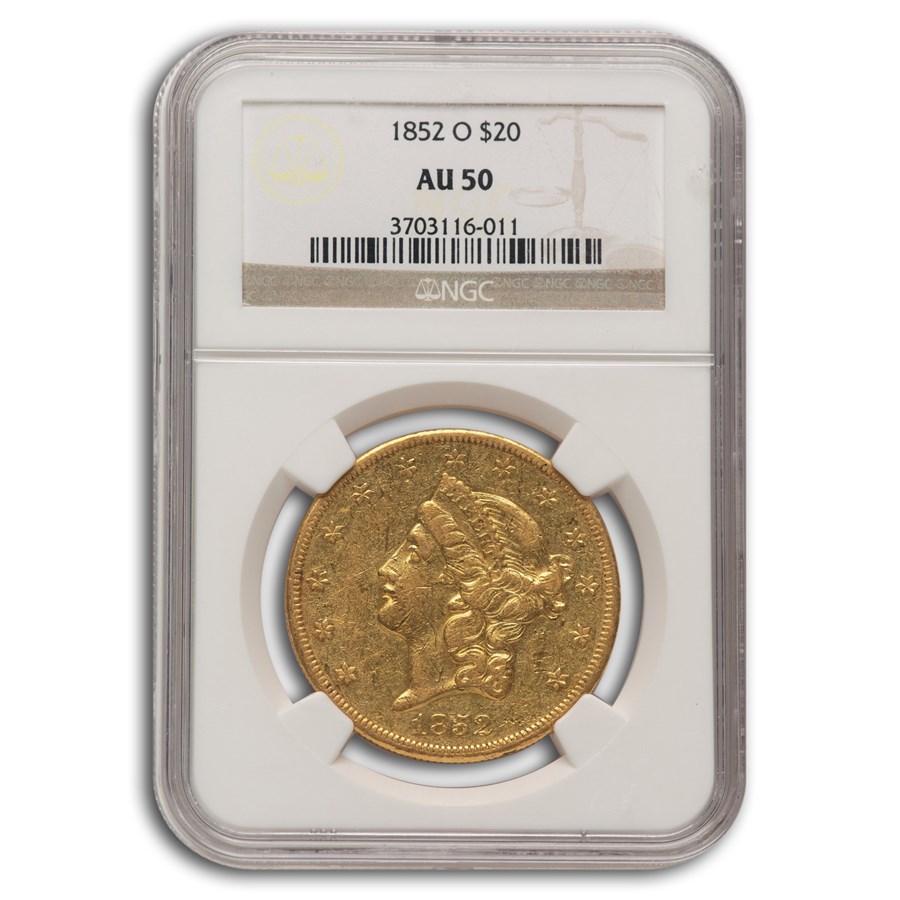 1852-O $20 Liberty Gold Double Eagle AU-50 NGC