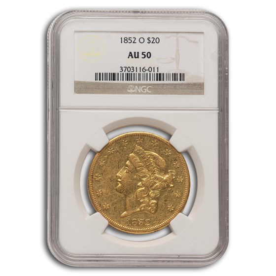 1852-O $20 Liberty Gold Double Eagle AU-50 NGC 1852-O $20 Liberty Gold Double Eagle AU-50 NGC