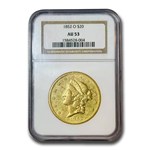 1852-O $20 Liberty Gold Double Eagle AU-53 NGC