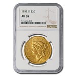 1852-O $20 Liberty Gold Double Eagle AU-58 NGC