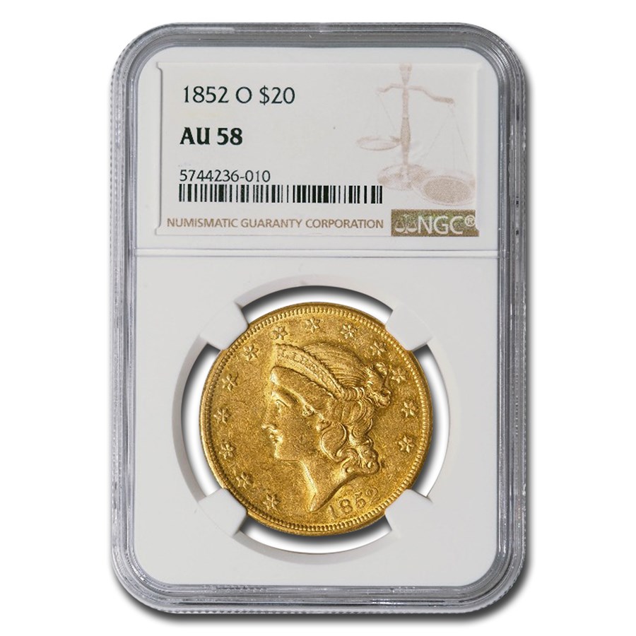 1852-O $20 Liberty Gold Double Eagle AU-58 NGC