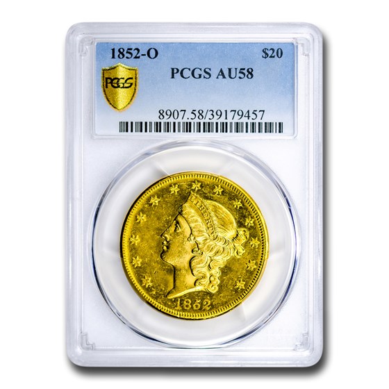 1852-O $20 Liberty Gold Double Eagle AU-58 PCGS 1852-O $20 Liberty Gold Double Eagle AU-58 PCGS