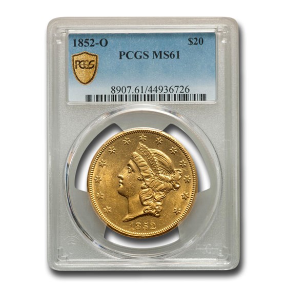 1852-O $20 Liberty Gold Double Eagle MS-61 PCGS