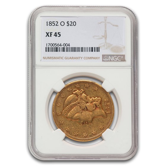 1852-O $20 Liberty Gold Double Eagle XF-45 NGC