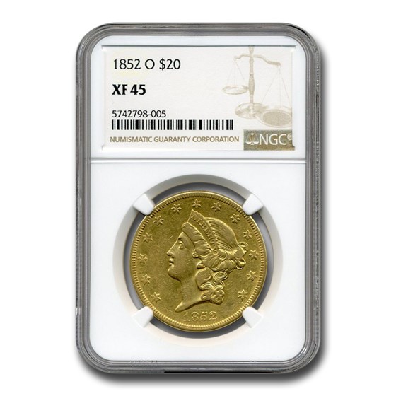 1852-O $20 Liberty Gold Double Eagle XF-45 NGC 1852-O $20 Liberty Gold Double Eagle XF-45 NGC