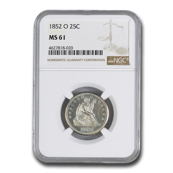 1852-O Liberty Seated Quarter MS-61 NGC 1852-O Liberty Seated Quarter MS-61 NGC