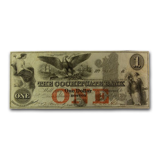 1852 The Cochituate Bank of Boston, MA $1 MA-130 VF 1852 The Cochituate Bank of Boston, MA $1 MA-130 VF