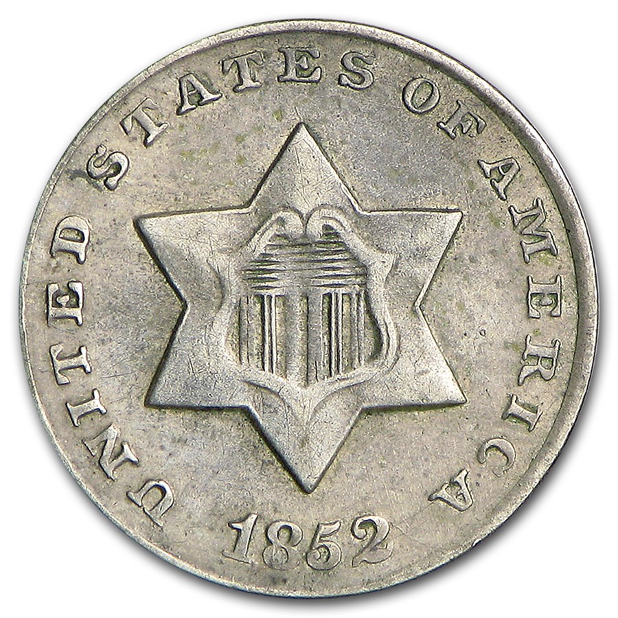 1852 Three Cent Silver AU