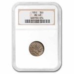 1852 Three Cent Silver MS-63 NGC