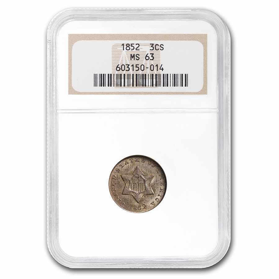1852 Three Cent Silver MS-63 NGC