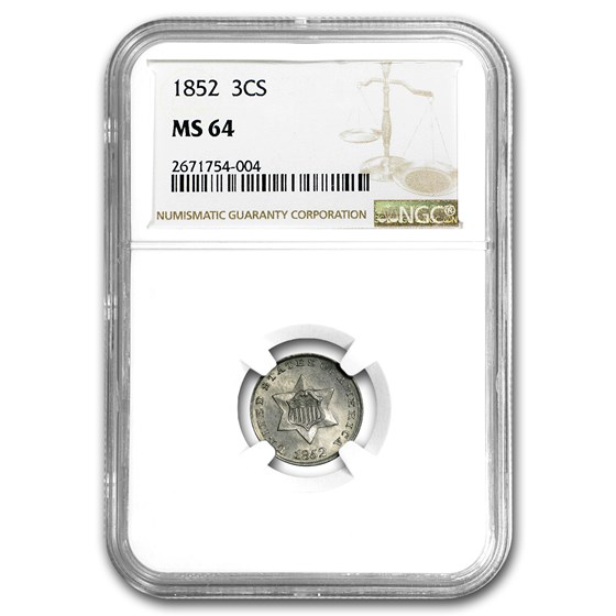1852 Three Cent Silver MS-64 NGC 1852 Three Cent Silver MS-64 NGC