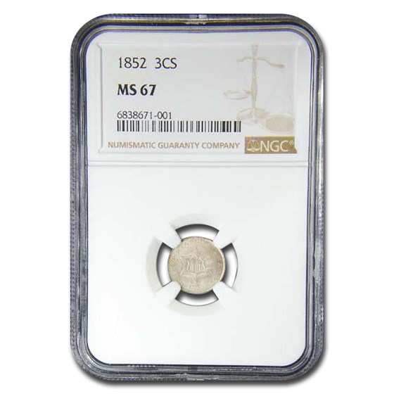 1852 Three Cent Silver MS-67 NGC