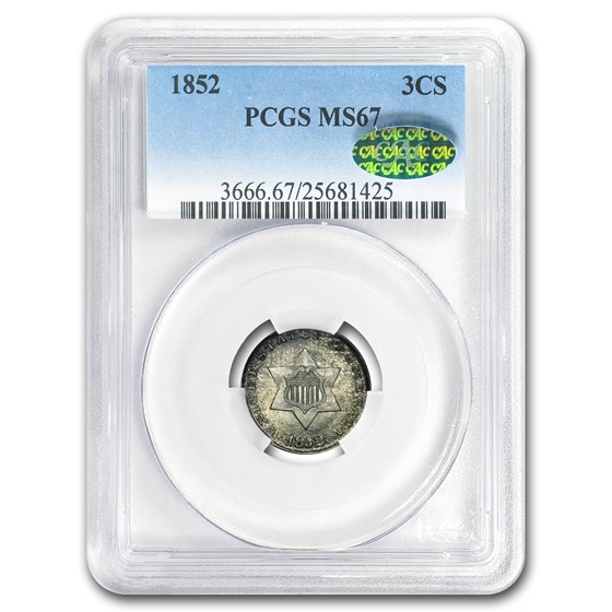 1852 Three Cent Silver MS-67 PCGS CAC 1852 Three Cent Silver MS-67 PCGS CAC