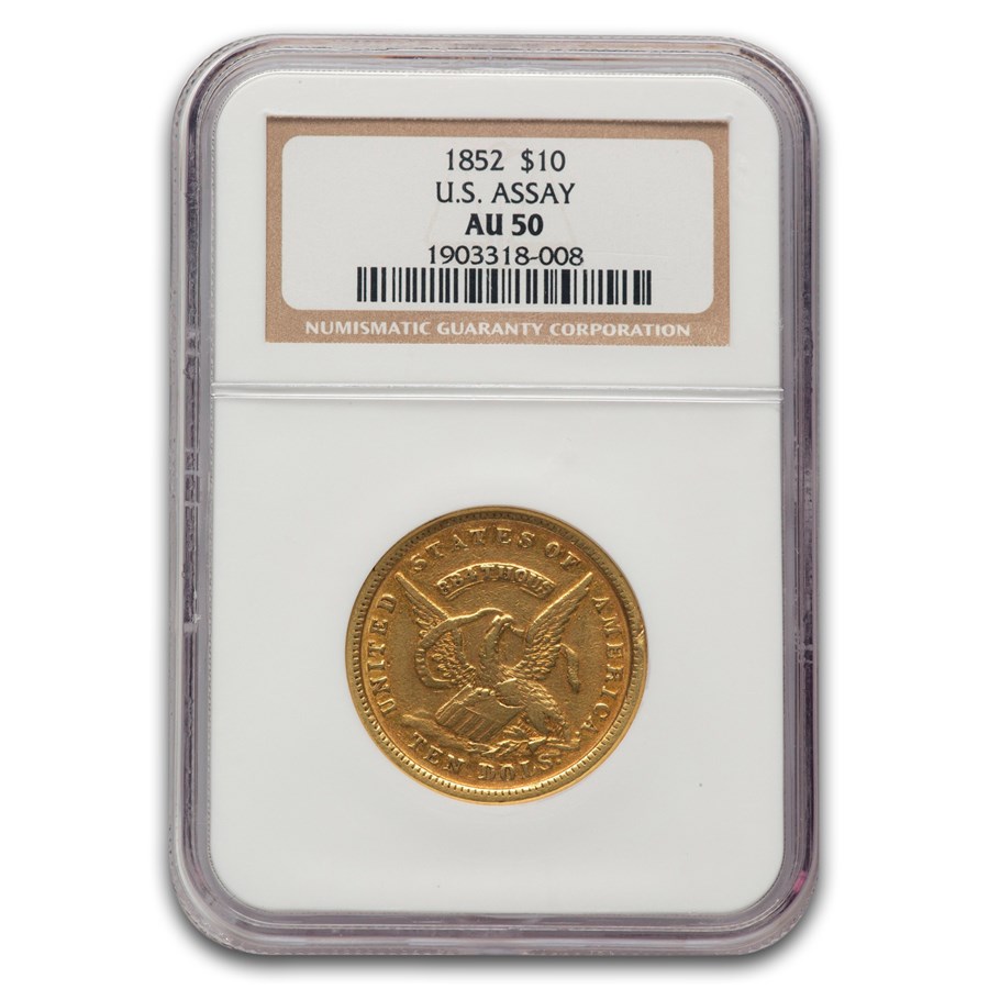 1852 U.S. Assay Office $10 AU-50 NGC
