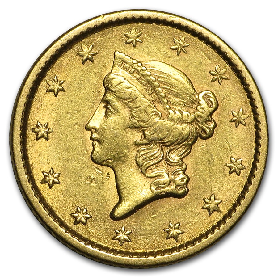 1853 $1 Liberty Head Gold Dollar AU