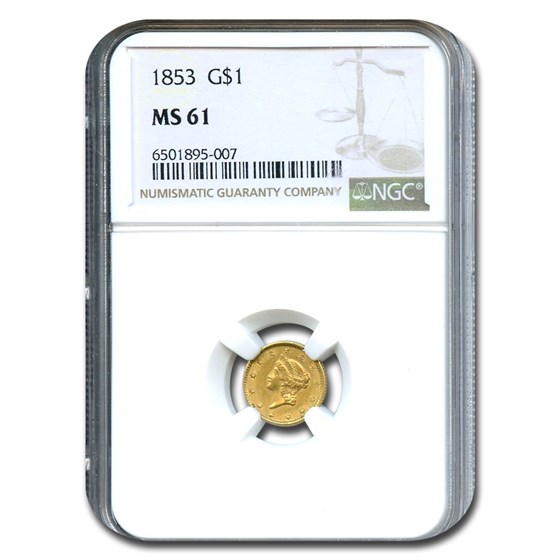 1853 $1 Liberty Head Gold Dollar MS-61 NGC 1853 $1 Liberty Head Gold Dollar MS-61 NGC