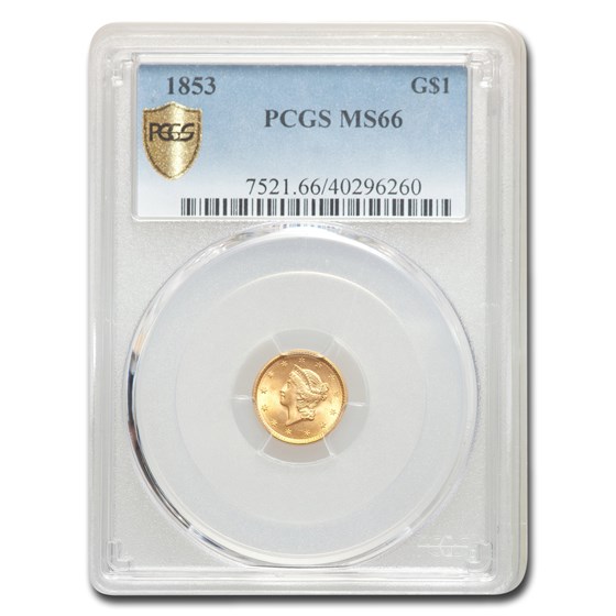 1853 $1 Liberty Head Gold Dollar MS-66 PCGS 1853 $1 Liberty Head Gold Dollar MS-66 PCGS