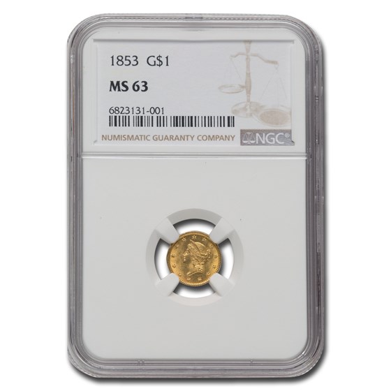 1853 $1 Liberty Head Gold MS-63 NGC