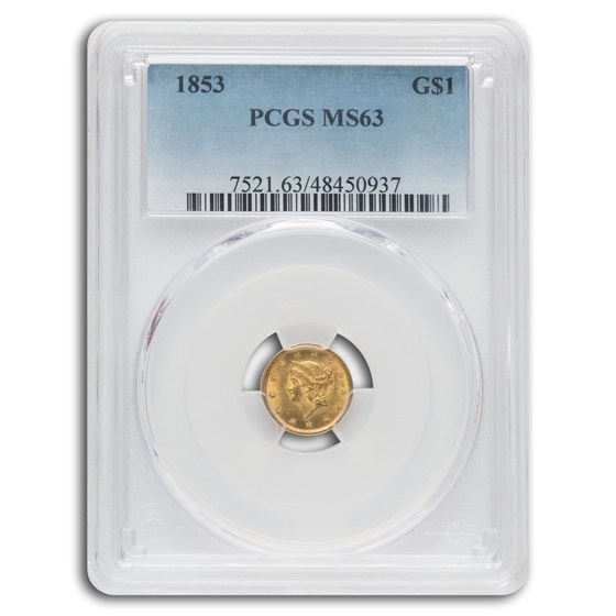 1853 $1 Liberty Head Gold MS-63 PCGS 1853 $1 Liberty Head Gold MS-63 PCGS