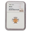 1853 $1 Liberty Head Gold MS-64 NGC
