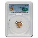 1853 $1 Liberty Head Gold MS-65 PCGS CAC