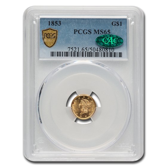 1853 $1 Liberty Head Gold MS-65 PCGS CAC 1853 $1 Liberty Head Gold MS-65 PCGS CAC